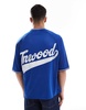 Bershka retro sports T-shirt in blue