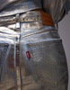 Levi's maxi column metallic denim skirt in gold
