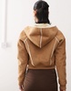 Guess Originals faux suede zip up jacket in light brown with fur lining and trim