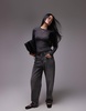 ARKET merino wool knitted semi sheer long sleeve top in dark gray