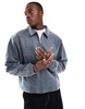 ASOS DESIGN oversized boxy quarter zip sweatshirt in brushed navy