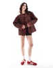 ASOS DESIGN quilted floral jacket in red