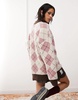 Aape By A Bathing Ape argyle knitted logo polo sweater in pink/brown