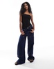 Bershka asymmetric bandeau top in black