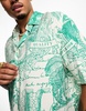 Bershka placement printed shirt in white and green