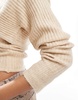 Pieces relaxed knit bolero in cream melange - part of a set
