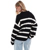 Bershka oversized polo sweater in black & white stripe
