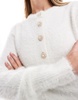 Brave Soul cardigan with jewel detail buttons in ivory