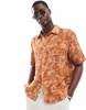Bershka abstract graphic print shirt in burnt red