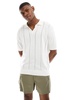 Bershka textured knit polo shirt in white