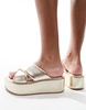 ASOS DESIGN Thunder padded cross strap flatform sandals in gold