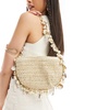 South beach crochet shoulder bag with pearl and shell embellishment
