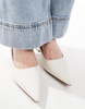ASOS DESIGN Wide Fit Saint block mid heeled shoes in off white croc