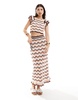 ASOS DESIGN knit cami with frill sleeve in wave stitch - part of a set