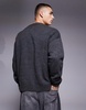ASOS DESIGN oversized boxy fit knit cardigan in charcoal with badge embroidery