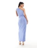 Aria Cove exclusive slinky one shoulder thigh split maxi dress in light blue
