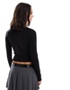 Bershka v-neck long sleeve top in black