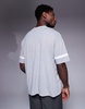 ASOS DESIGN oversized v neck t-shirt with contrast panel in gray heather