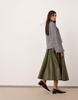 ASOS EDITION crinkle PU full midi skirt in khaki green