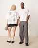 ASOS DESIGN Disney unisex boxy oversized heavyweight T-shirt with Mickey Mouse prints in white