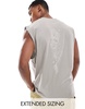 ASOS DESIGN oversized textured tank top in stone with back print