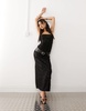 Amy Lynn allover fringe sequin bandeau midi dress in black