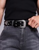 ASOS DESIGN western stud and diamante trophy belt in faux croc leather