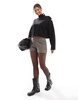 Bershka gold button detail high neck sweater in black