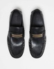 ASOS DESIGN penny loafers in black with gold color hardware