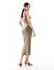 Bershka scoop neck midaxi dress in khaki green