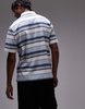 Levi's Authentic logo multi stripe jersey polo in light blue