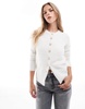 Brave Soul cardigan with jewel detail buttons in ivory