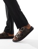 ASOS DESIGN two strap sandals with monogram print