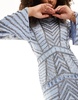 ASOS DESIGN embellished long sleeve chevron maxi dress in cornflower blue