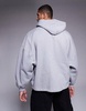 ASOS DESIGN premium heavyweight oversized zip through hoodie 400gsm with fixed hem in gray heather