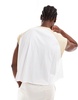 ASOS DESIGN extreme oversized cropped T-shirt with raglan sleeves and raw hem in white and beige