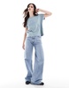 Levi's varsity tonal applique logo boxy T-shirt in mid blue