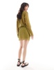 Pieces woven sheer plisse mini skirt in green - part of a set