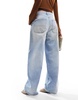 Bershka baggy skater jeans in light blue dirty wash