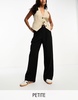 Stradivarius Petite tailored wide leg pants in black