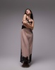 Topshop lace insert embroidered maxi slip in pink