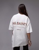 AllSaints Underground oversized t-shirt in white snake
