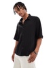 Bershka knit textured shirt in black