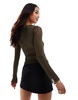 Bershka mesh asymmetric top in khaki