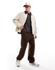 ASOS DESIGN oversized washed harrington jacket in stone