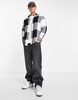 ADPT oversized flannel buffalo check shirt in black & white