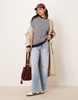 ASOS DESIGN oversized stripe long sleeve sweat with navy rib