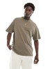 ADPT oversized T-shirt with chess back print in washed brown