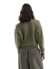 ASOS DESIGN crew neck loose knit cardigan in green