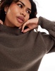 Monki knit turtleneck sweater in mole